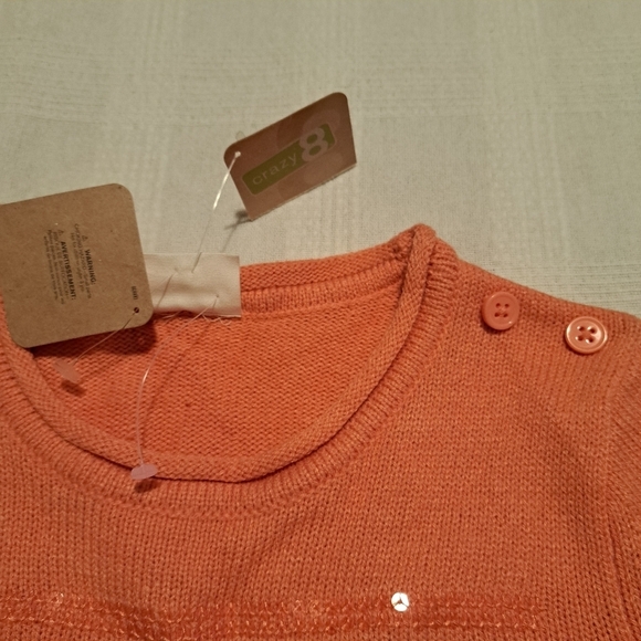 Crazy 8 girls size Large 10-12 sweater dress, light orange & sequin design, New - Picture 4 of 5